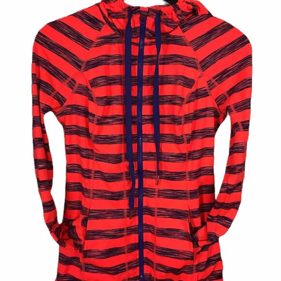 Lukka Womens S Small Striped Full-Zip Hoodie Jacket In Pink & Purple - Picture 1 of 8